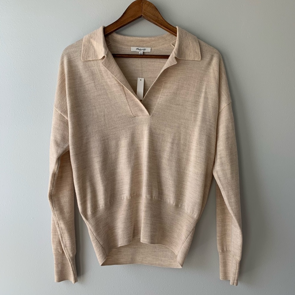 NWT Madewell Polo Sweater 100% Merino Wool